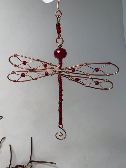 Deep Red Dragonfly Ornament