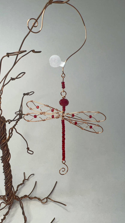 Deep Red Dragonfly Ornament