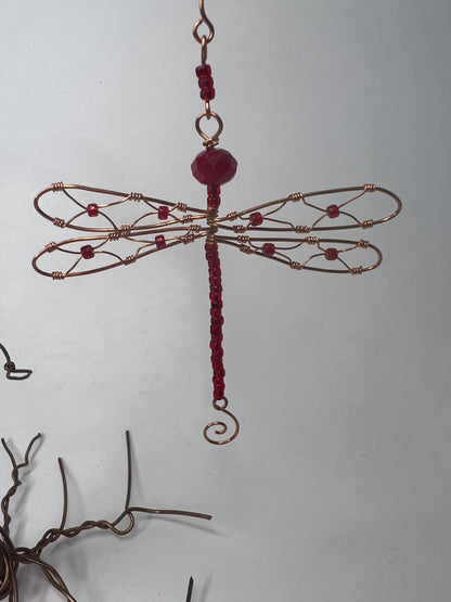 Deep Red Dragonfly Ornament