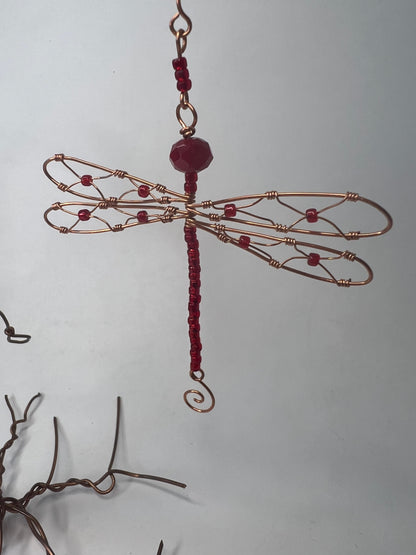 Deep Red Dragonfly Ornament