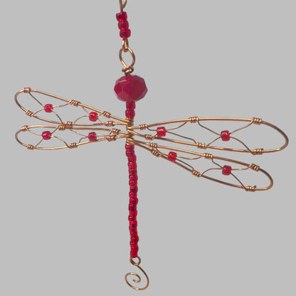 Deep Red Dragonfly Ornament