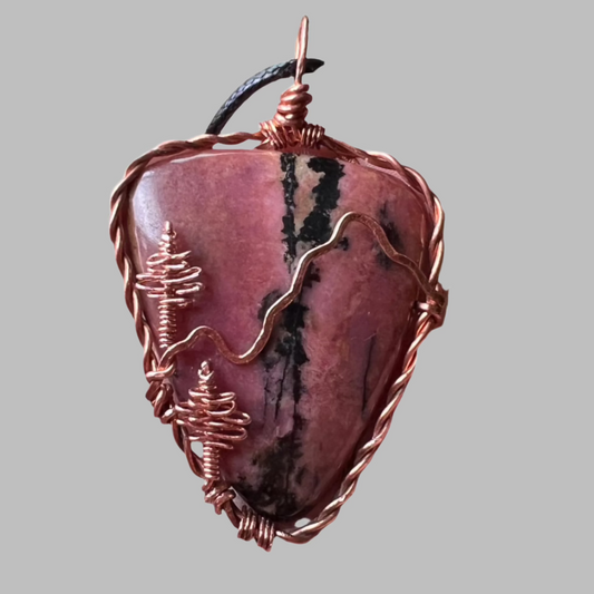 Wire Wrapped Rhodonite Pendant