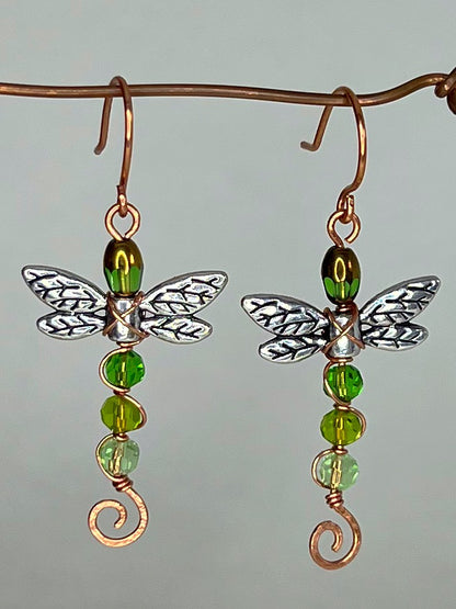 Green Dragonfly Earrings