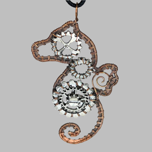 Copper Steampunk Seahorse Necklace