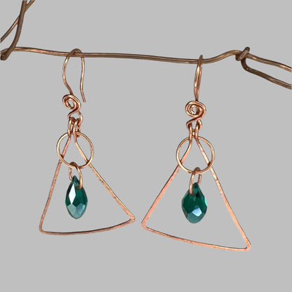 Triangle Teal Drop Earrings