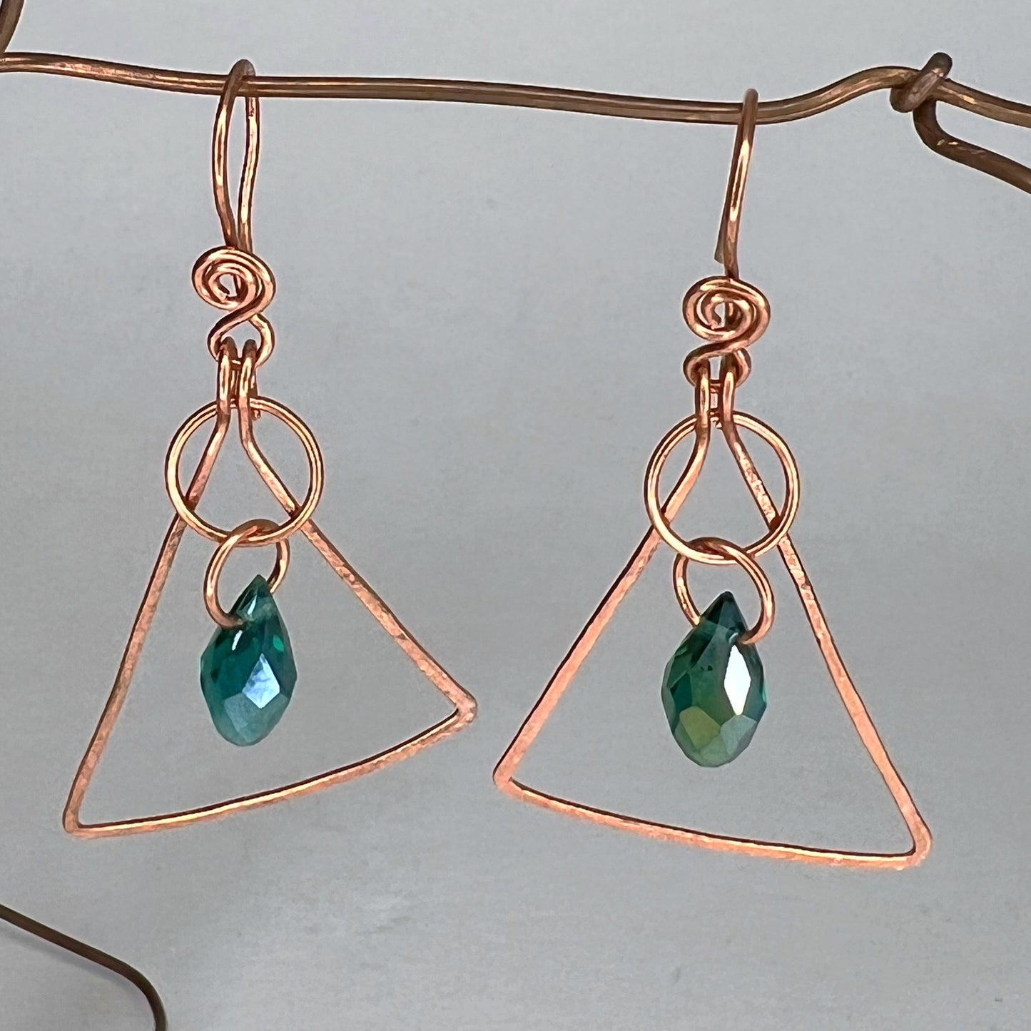 Triangle Teal Drop Earrings