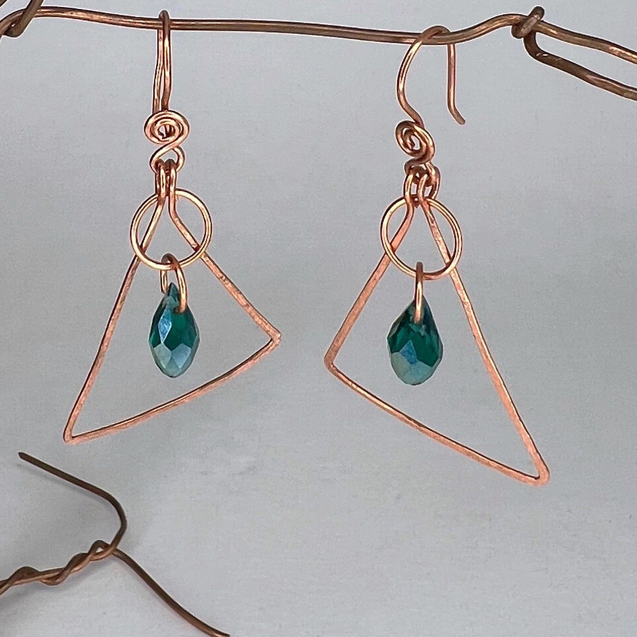 Triangle Teal Drop Earrings