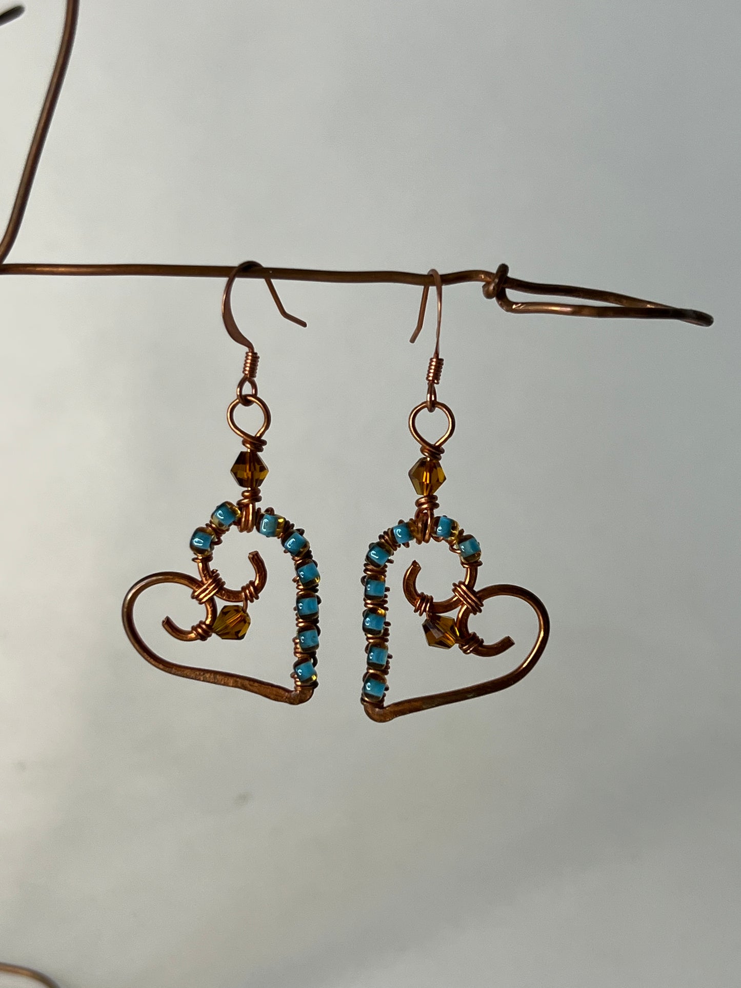 Wire Wrapped Heart Earrings