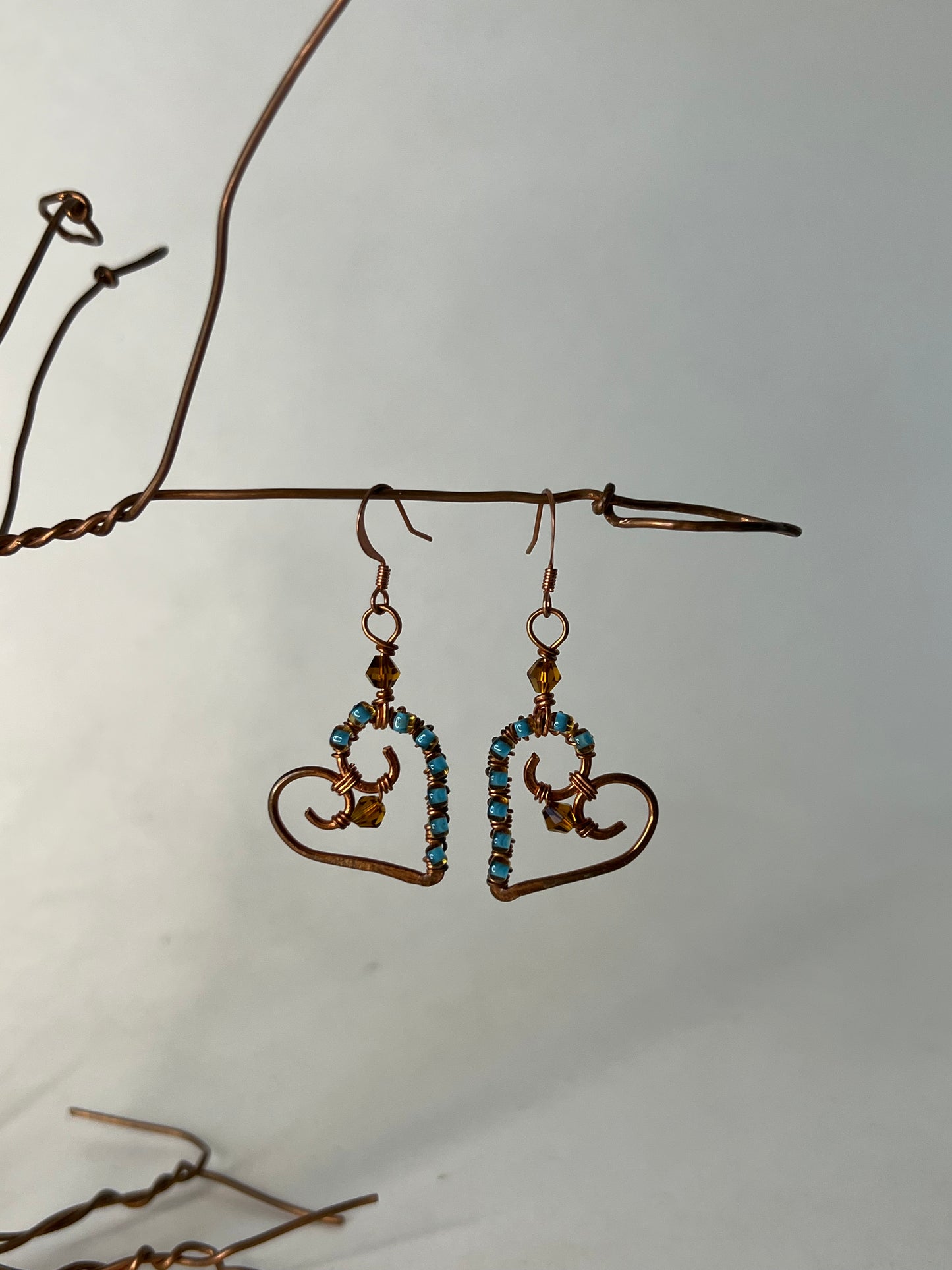 Wire Wrapped Heart Earrings