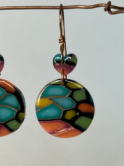 Stained Glass Polymer Clay Earrings